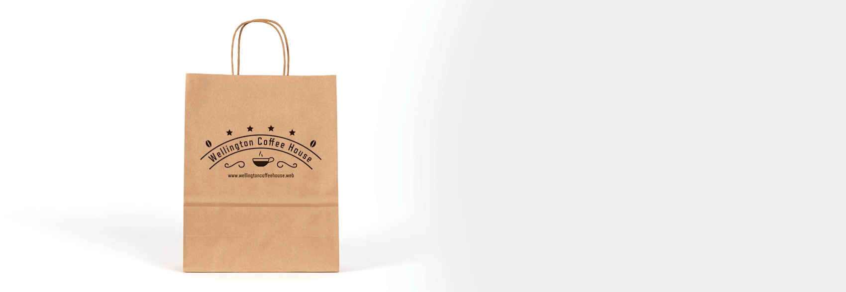 brown paper bag with business logo