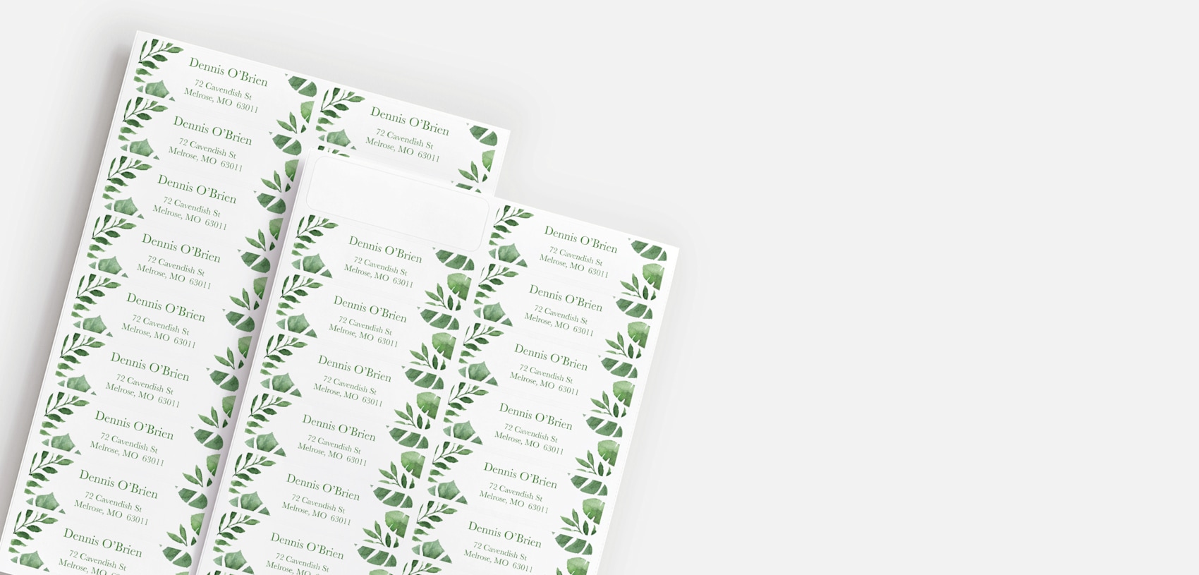 Custom address stickers with green design 