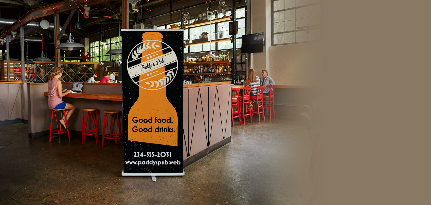 Larger version: Retractable banner for restaurant