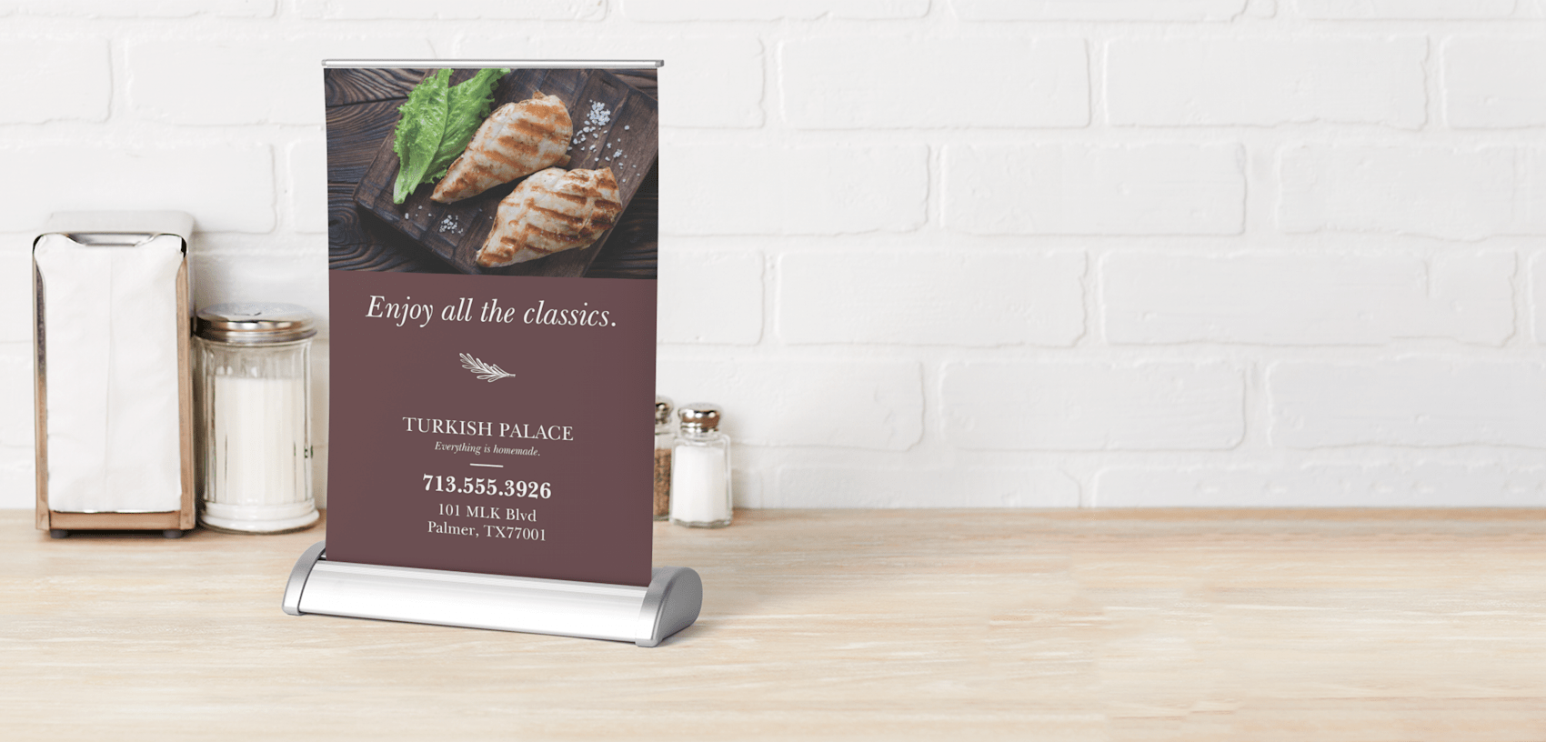 Larger version: tabletop retractable banners for restaurants