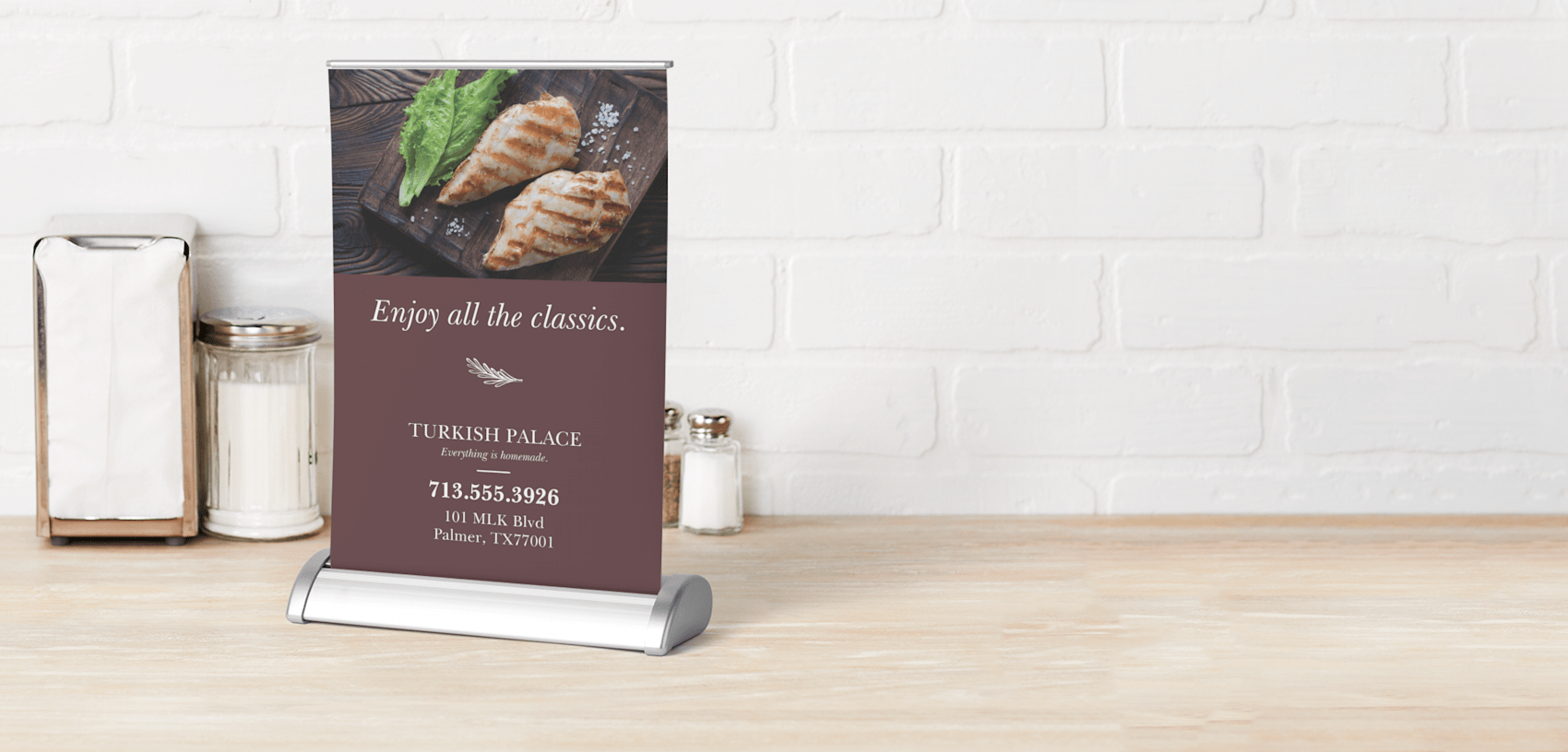 tabletop retractable banners for restaurants