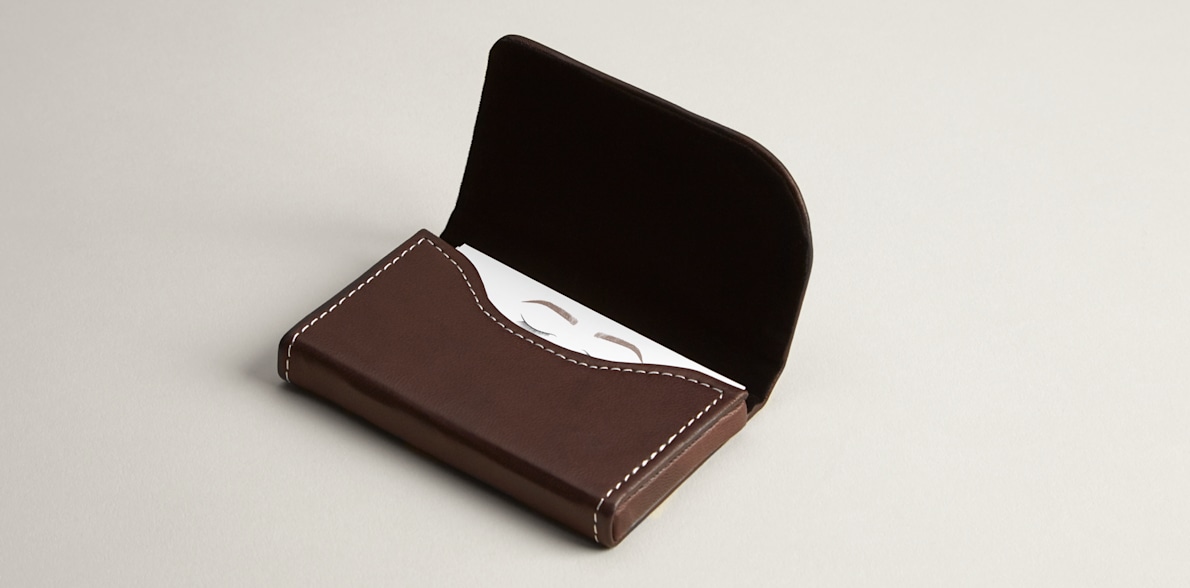 Brown Leather Horizontal Business Card Holder 1
