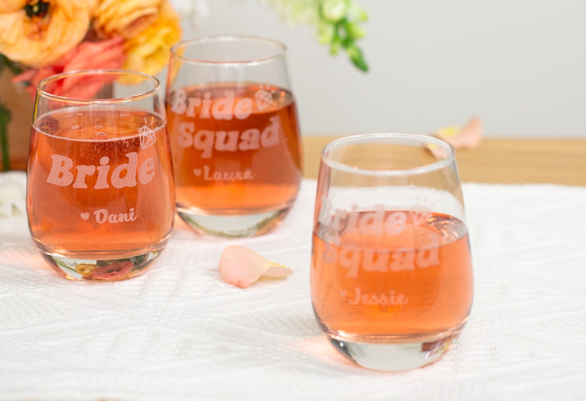 Etched Stemless Wine Glasses 3