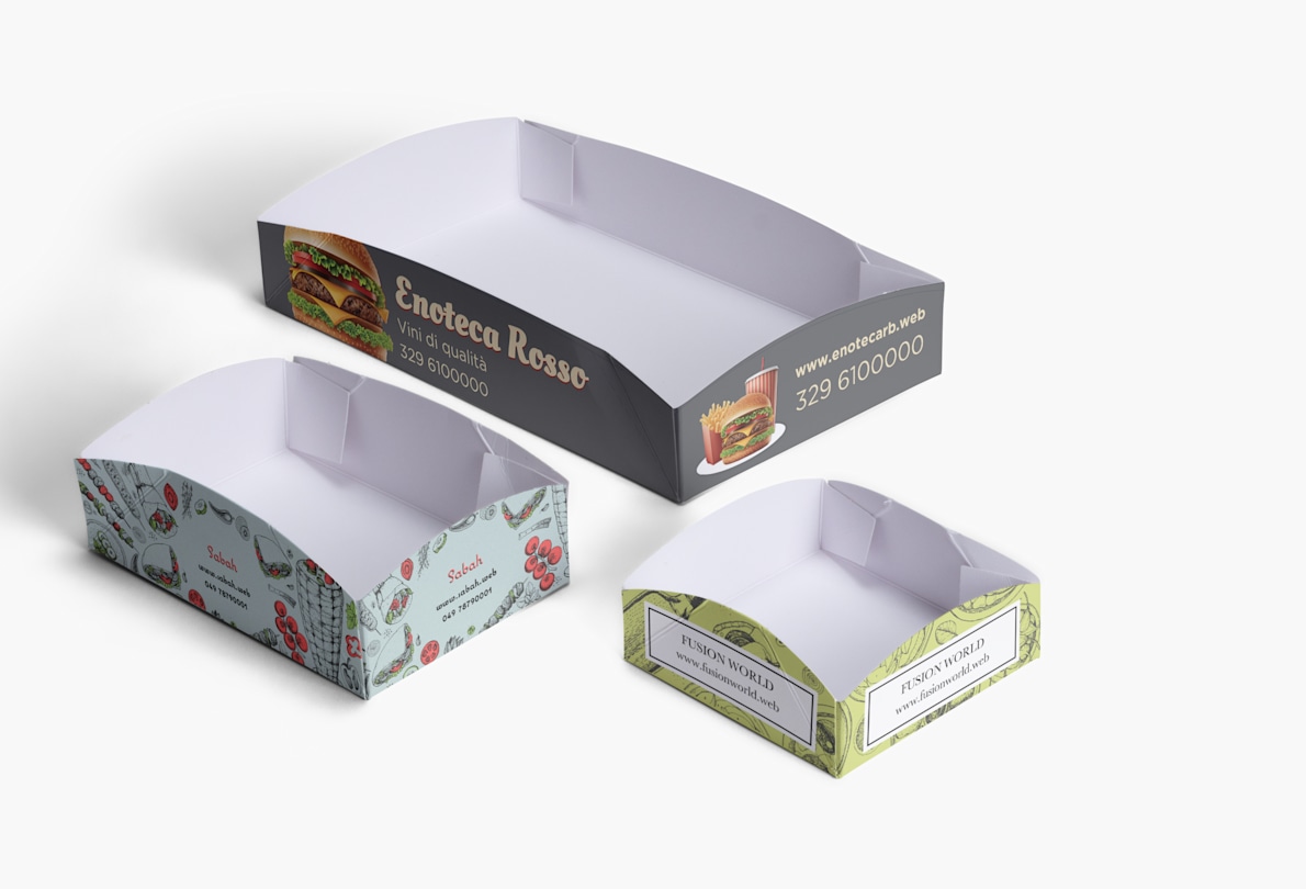 Vassoi alimentari personalizzati, contenitori take-away | VistaPrint IT