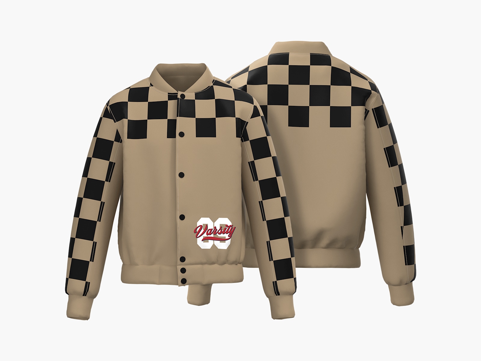 Gefütterte Unisex-Collegejacke mit Vollflächendruck 6