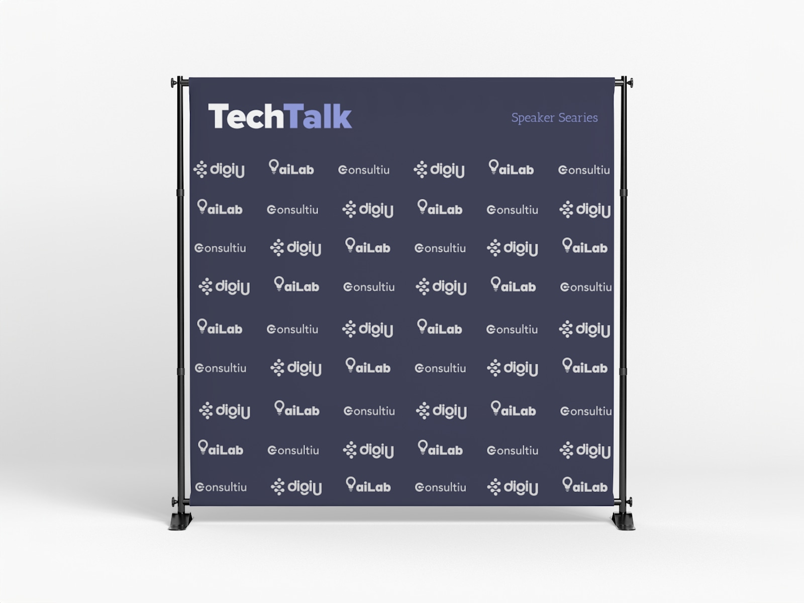 Werbewand mit Teleskoprahmen und Textilbanner 4