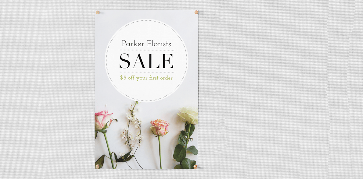 custom poster print anouncing a florist sale