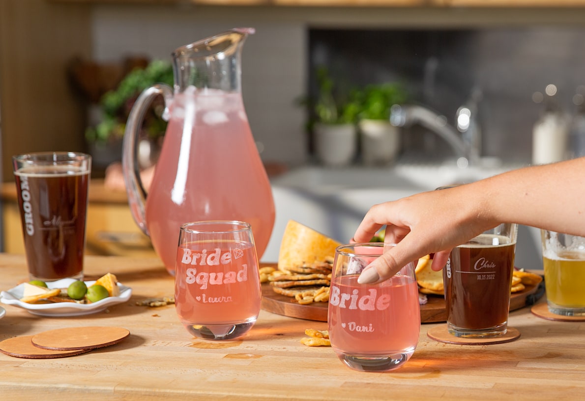 Etched Stemless Wine Glasses 2