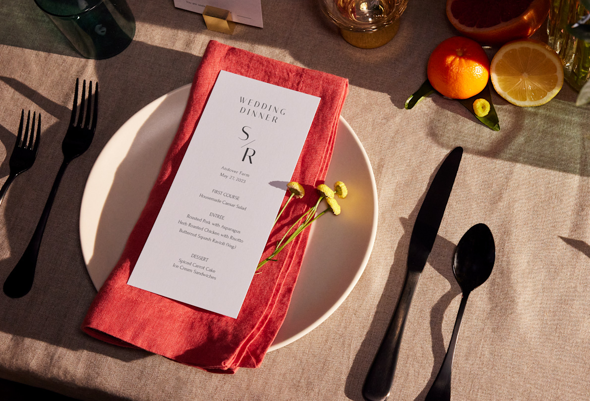 wedding menus with floral design