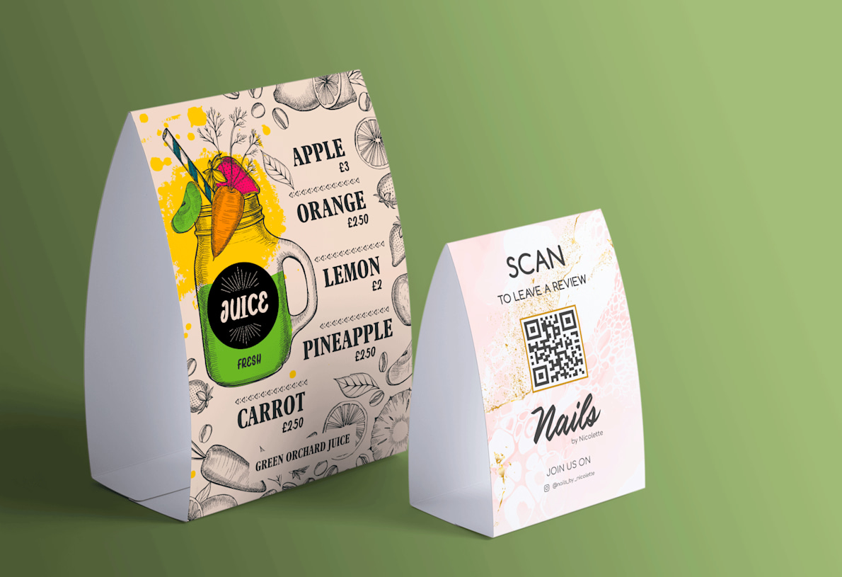 Printed table tents best sale