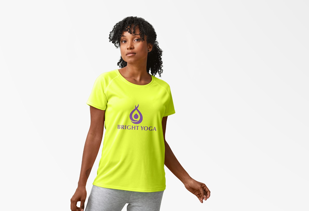 Plain yellow t shirt women hot sale