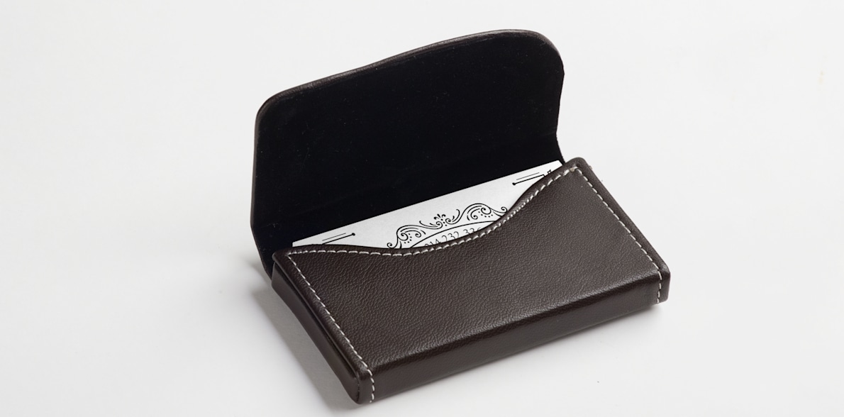 Black Leather Horizontal Business Card Holders