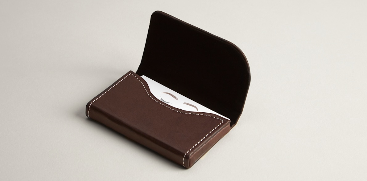 Brown Leather Horizontal Business Card Holders 2