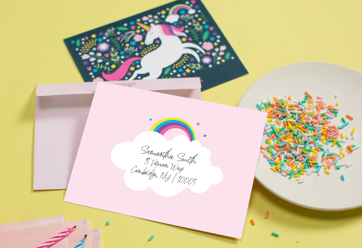 custom envelopes with rainbow