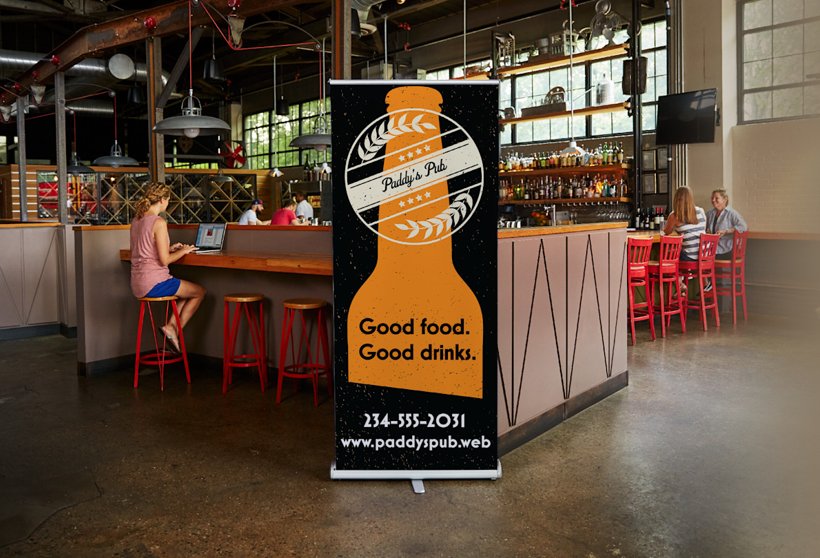 Retractable banner for restaurant