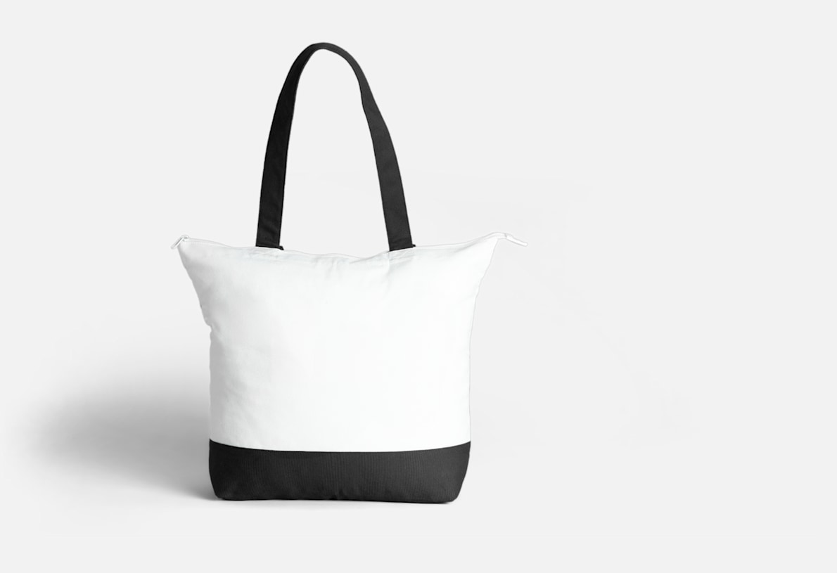 CUSTOM COTTON CANVAS TOTE BAG WITH INSIDE ZIPPER POCKET