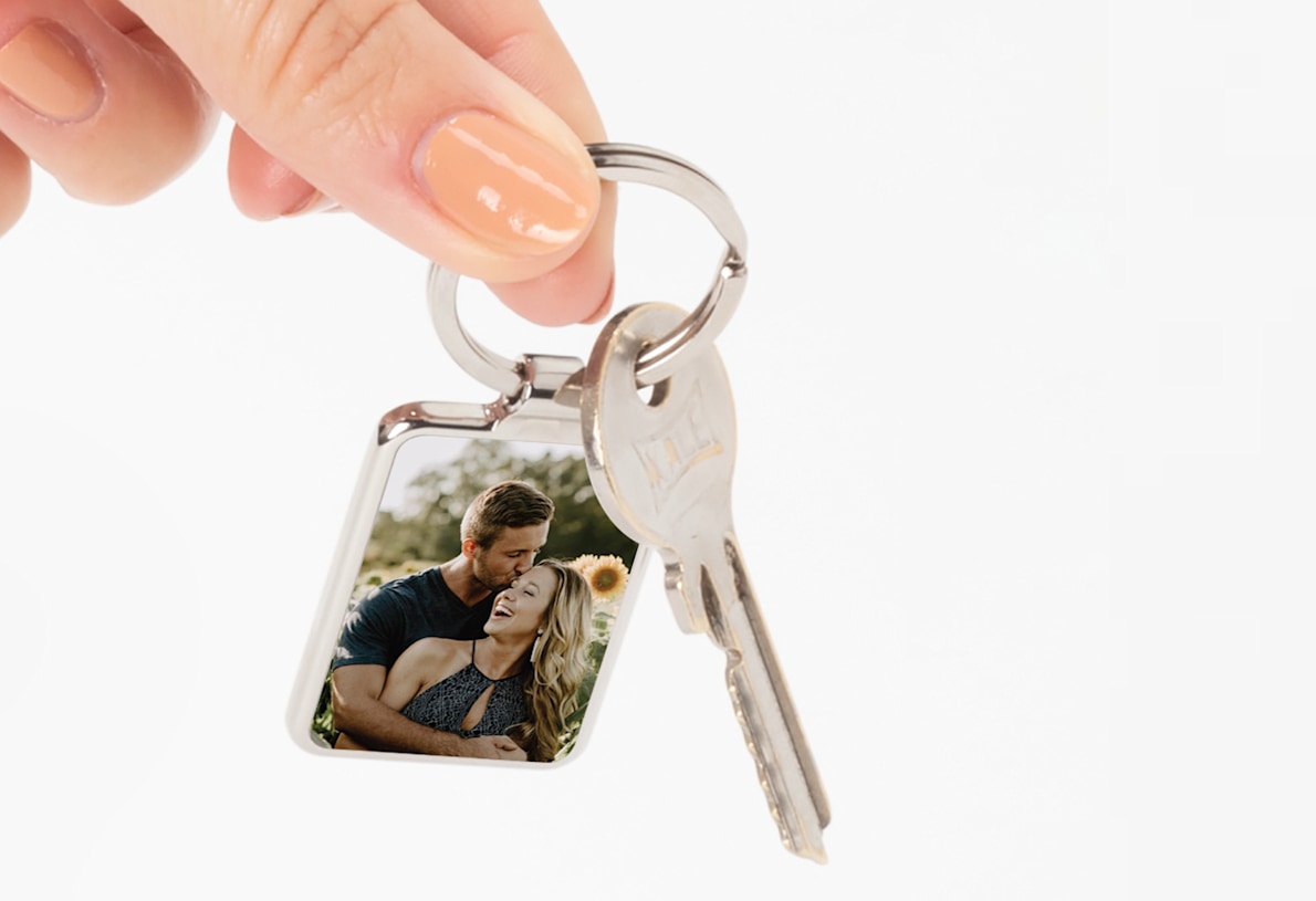 Custom Hand Stamped Two Initial Keychain - Small Heart Keychain