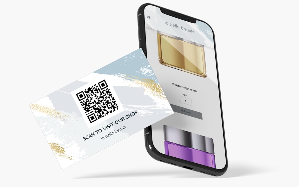 scannable QR code business card for online beauty shop