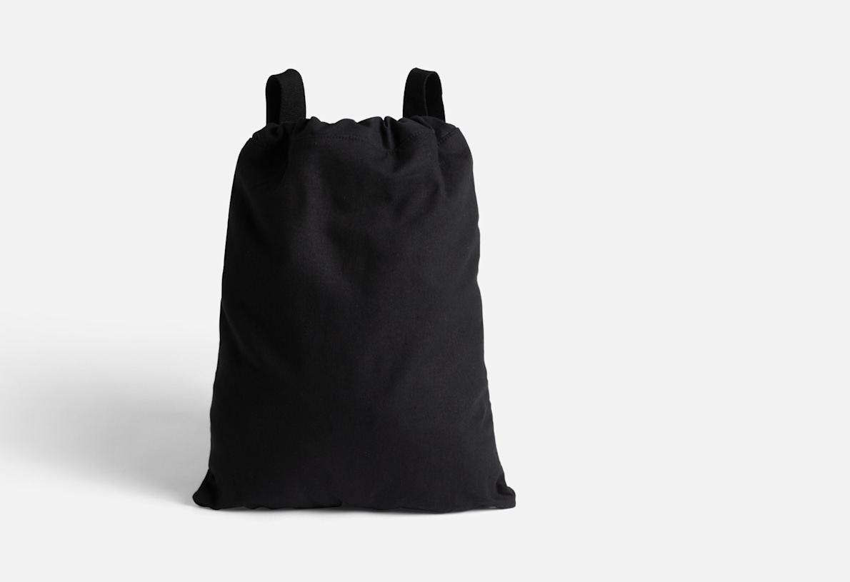 Black cotton drawstring bag top