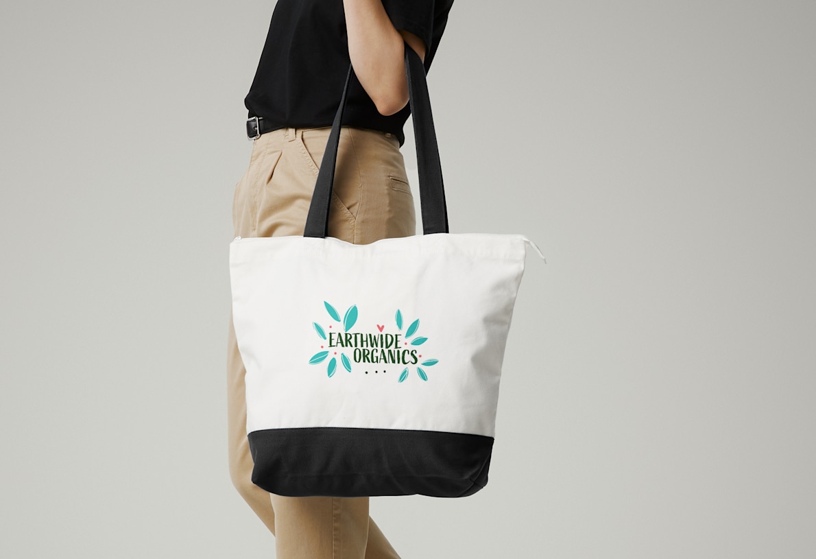 CUSTOM COTTON CANVAS TOTE BAG WITH INSIDE ZIPPER POCKET