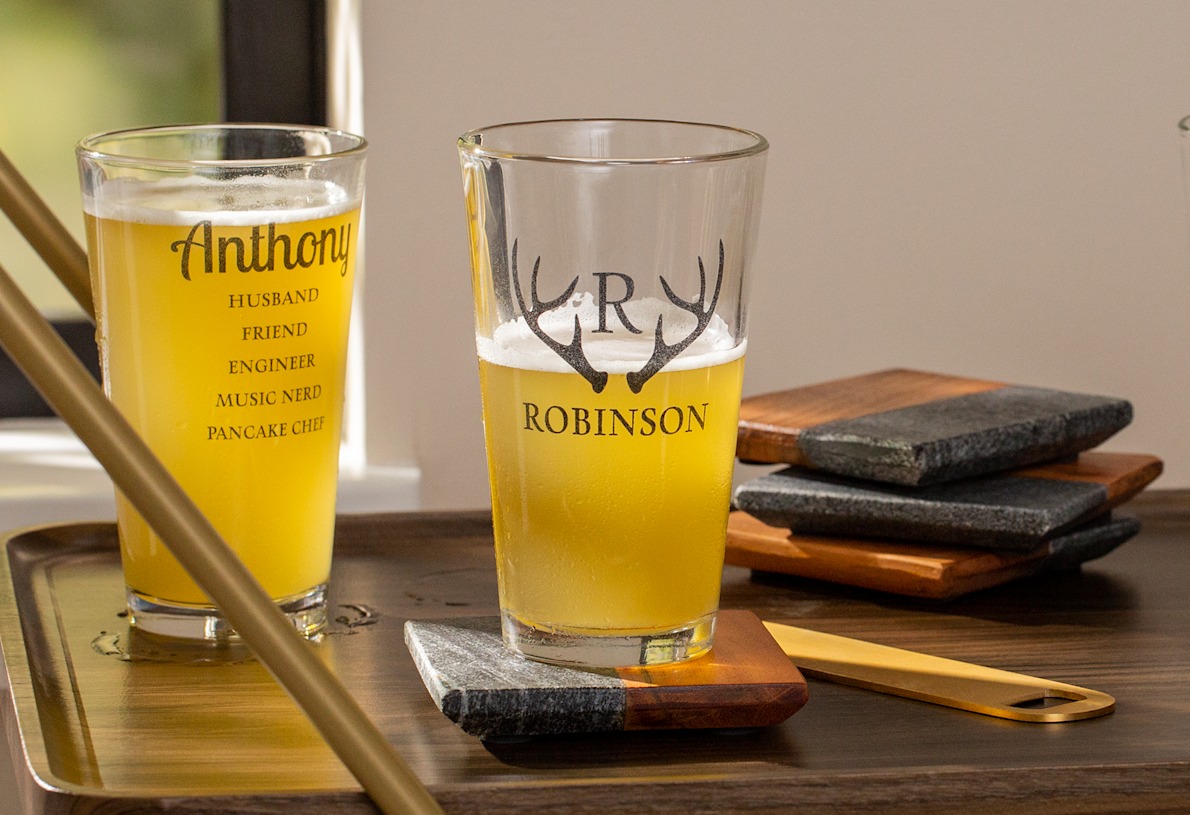 Custom Engraved Pint Glass, Laser-Etched Pint Glass