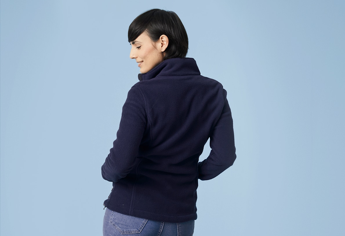 Ladies navy blue fleece jacket best sale