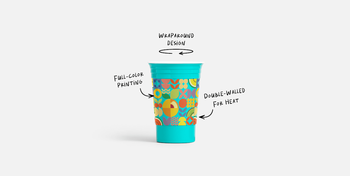 One Color, Double Side Print - 16 oz Plastic Cups