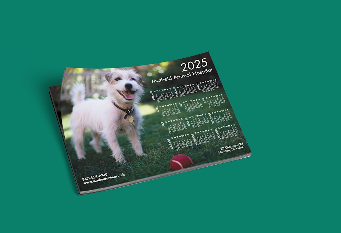 3.5 x 6.25 Inch Custom 12 Month Peel and Stick Calendar Magnets