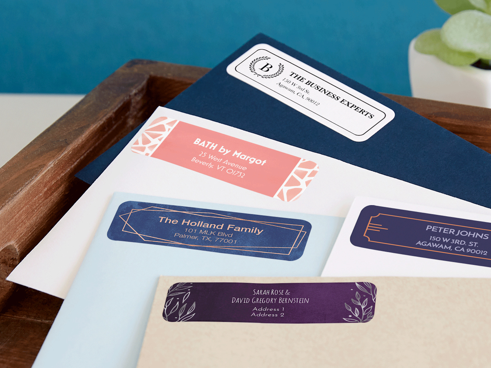 Larger version: Personalized address labels printed on sheets 