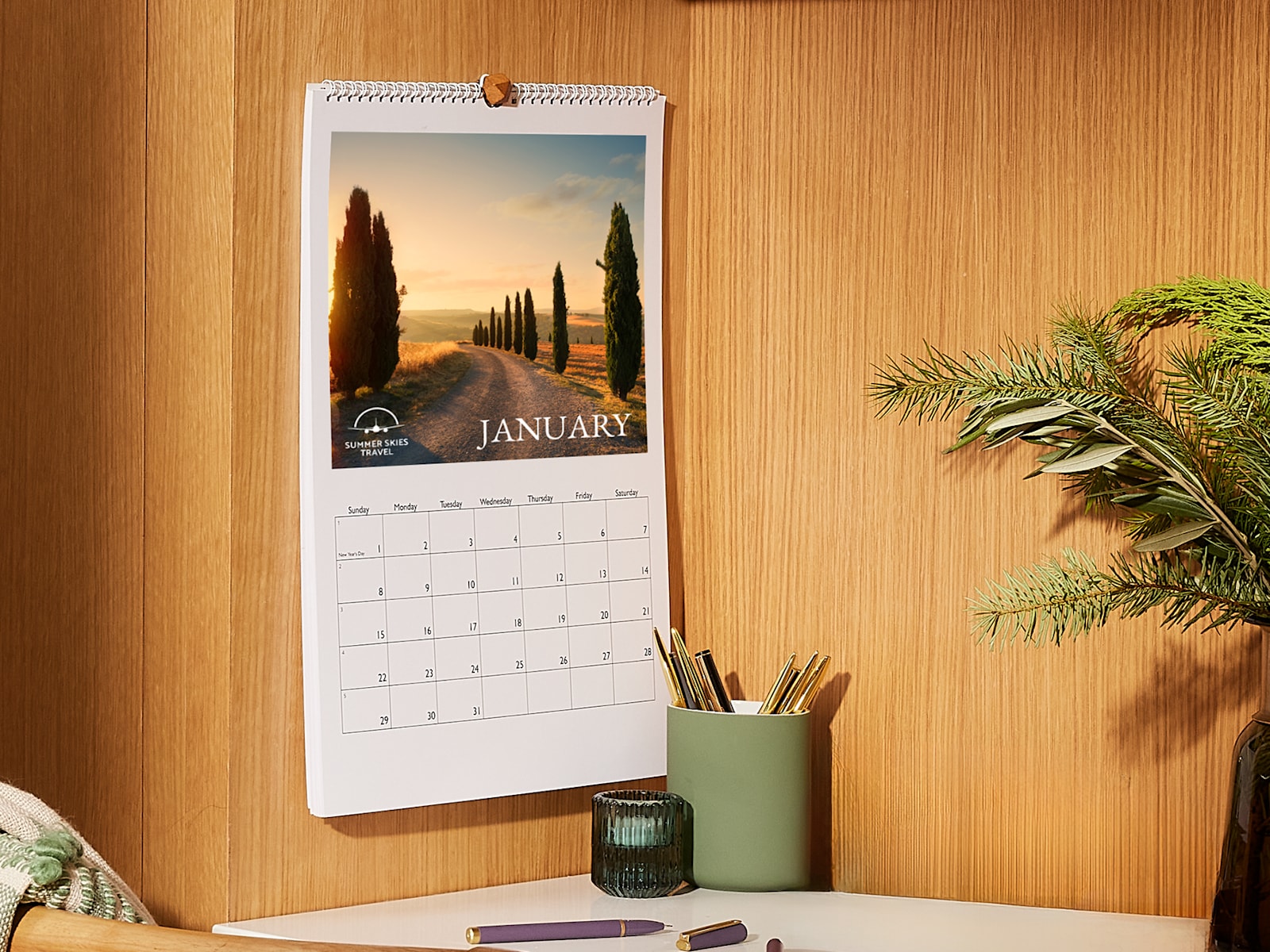 Jumbo Print Calendar with Pen