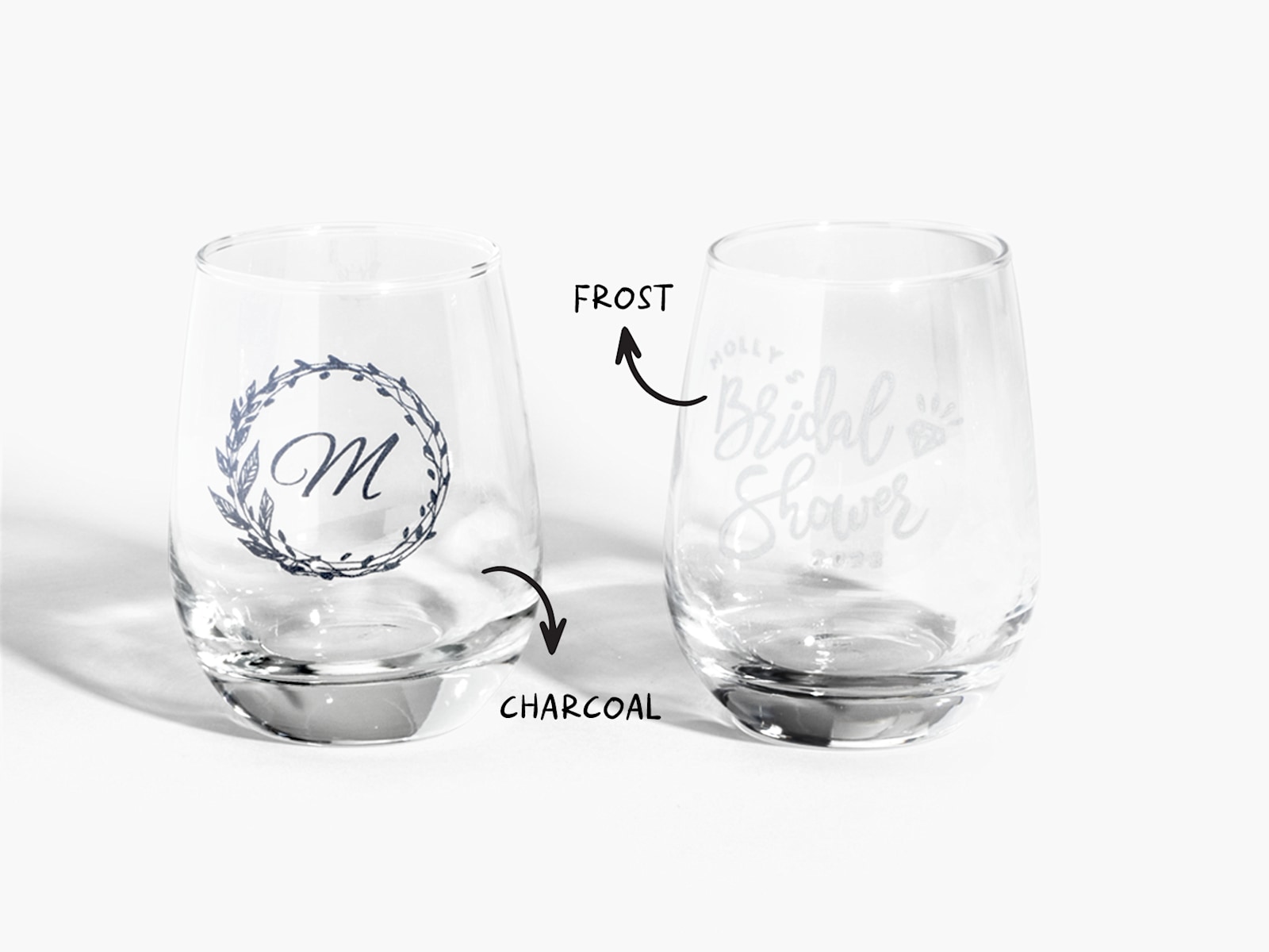 Etched Stemless Wine Glasses 4