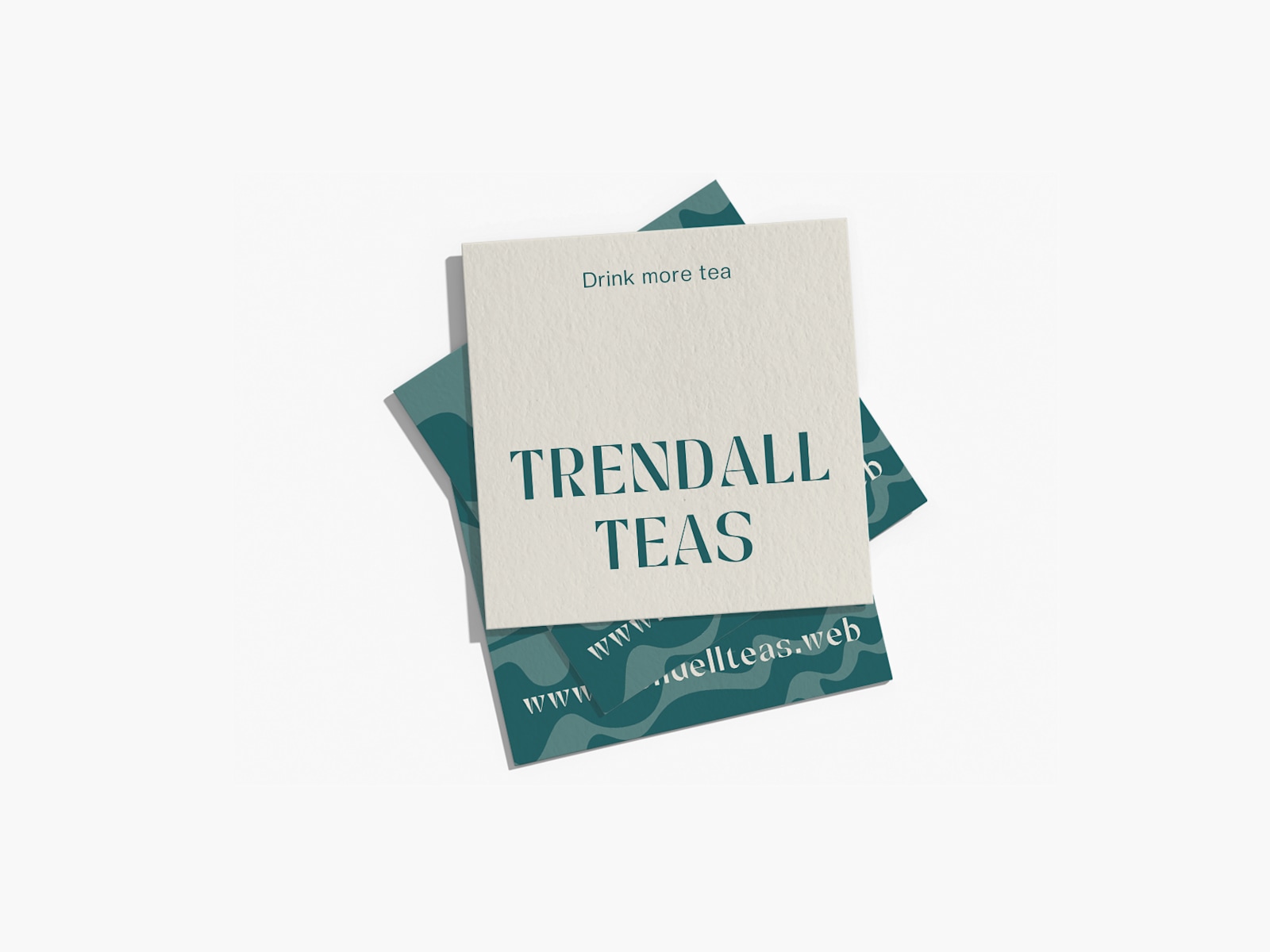 Square cotton business cards for a tea shop.