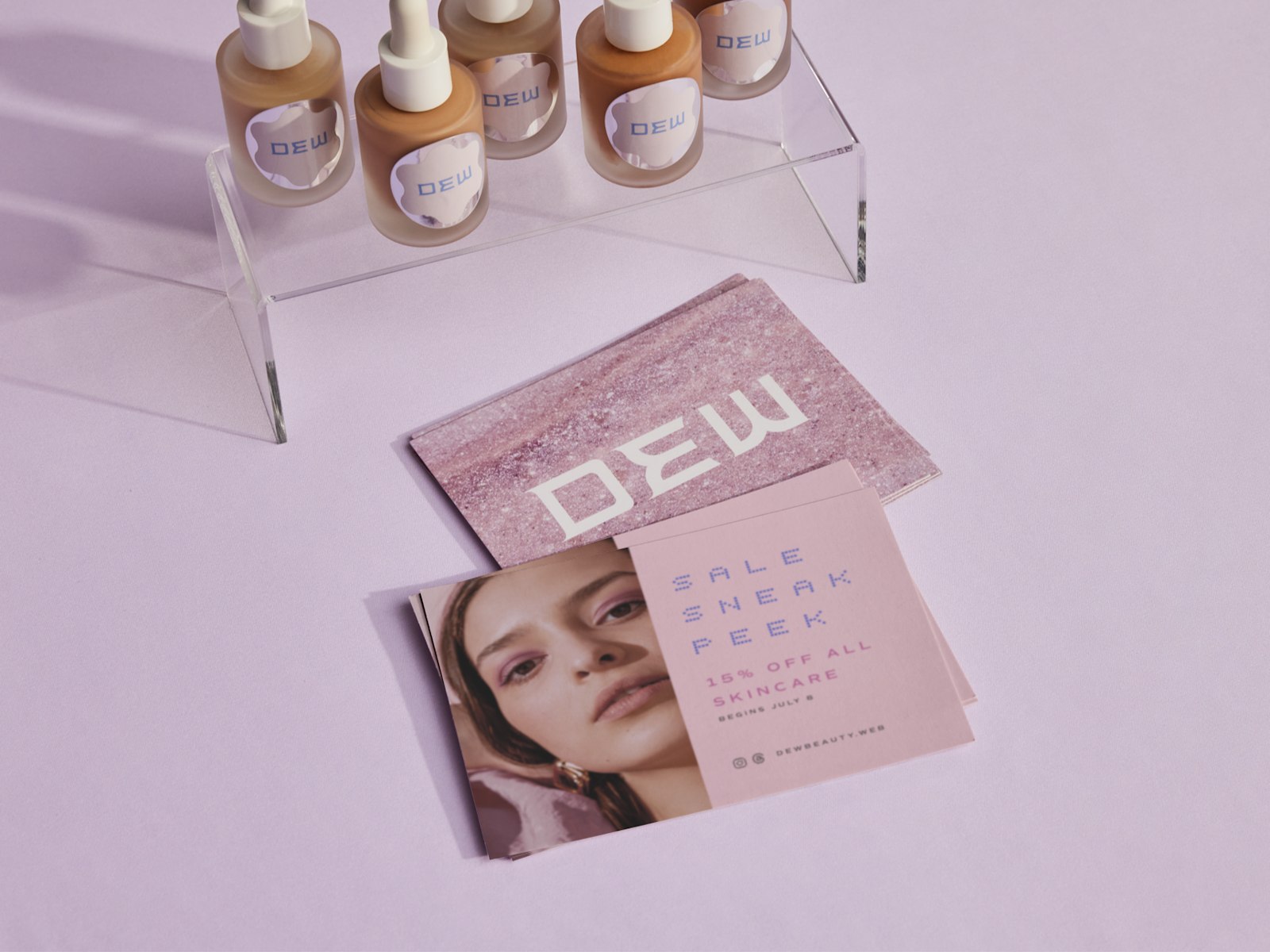 The front and back of a postcard advertising skincare products.