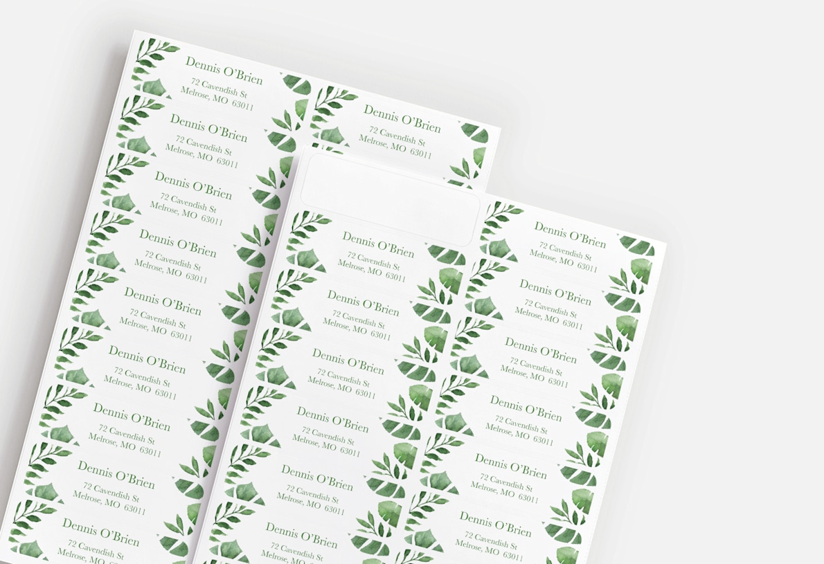 Custom address stickers with green design 