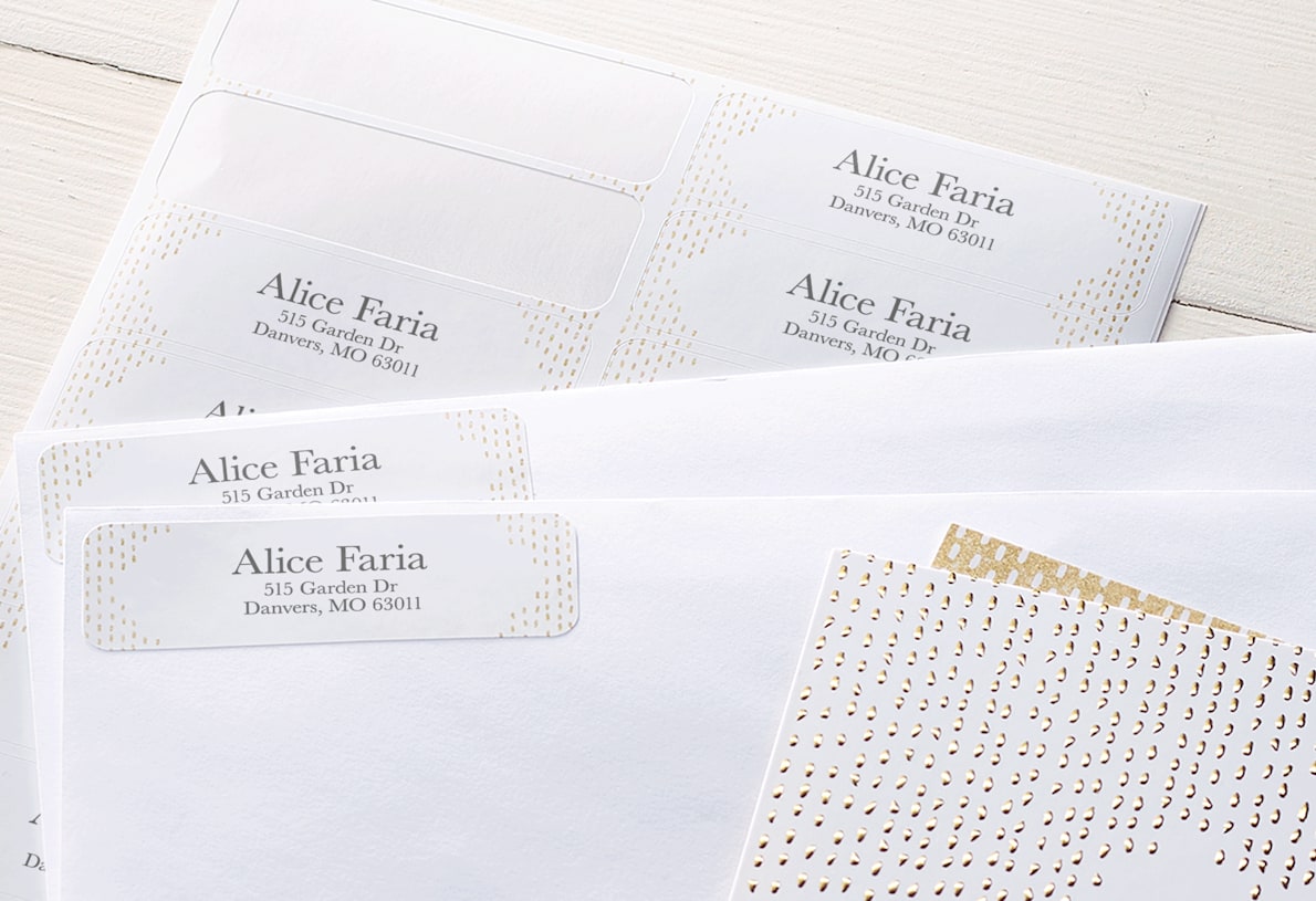 Personalized address labels printed on sheets 