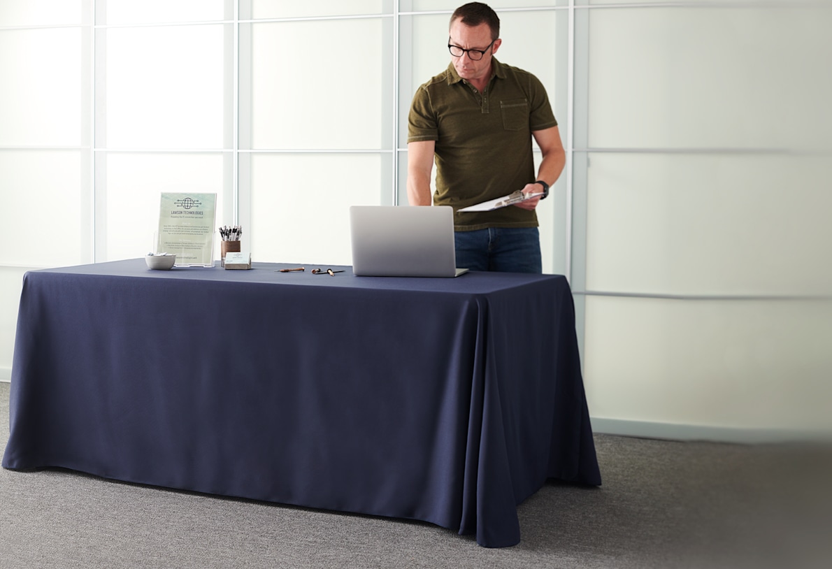 Blank trade show table covers new arrivals
