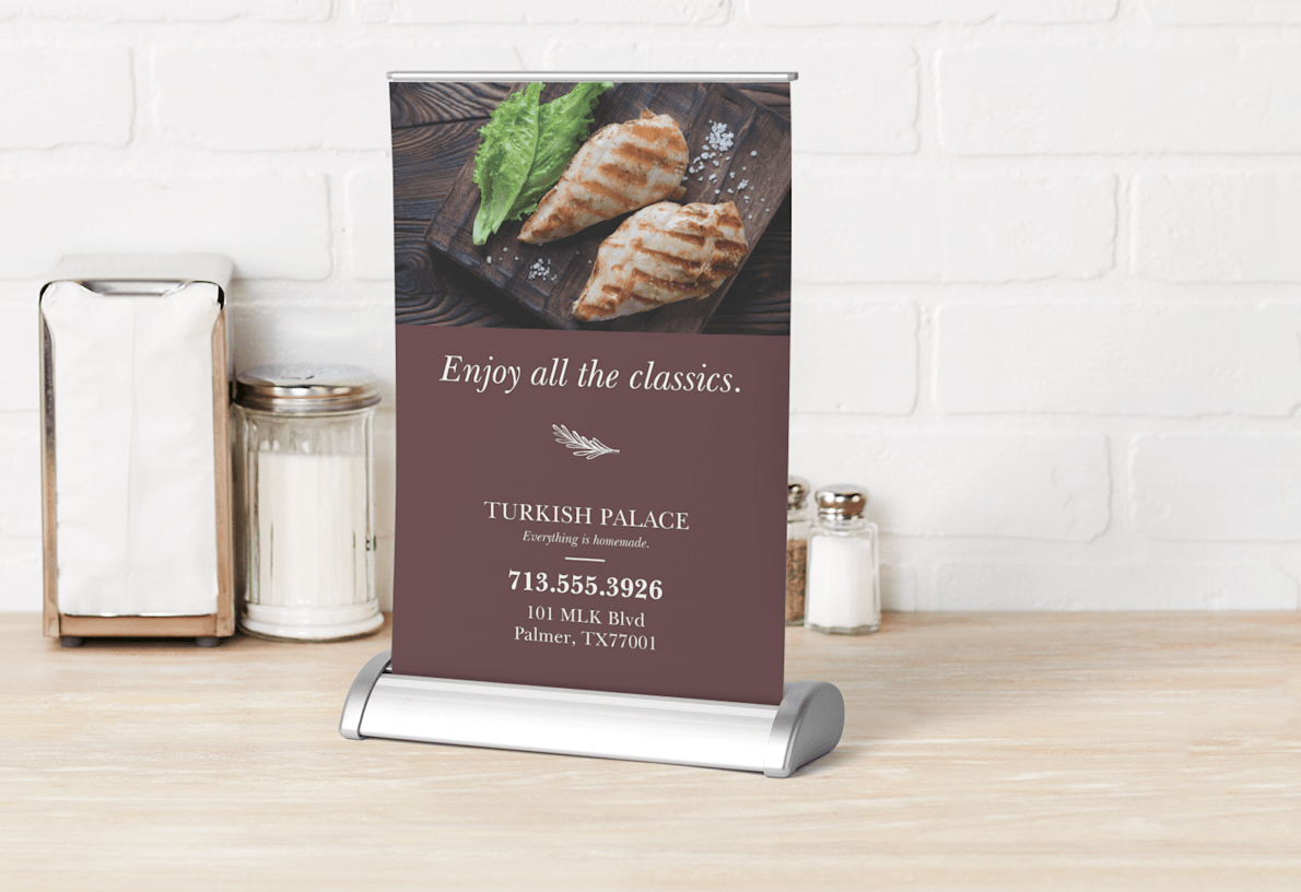 tabletop retractable banners for restaurants