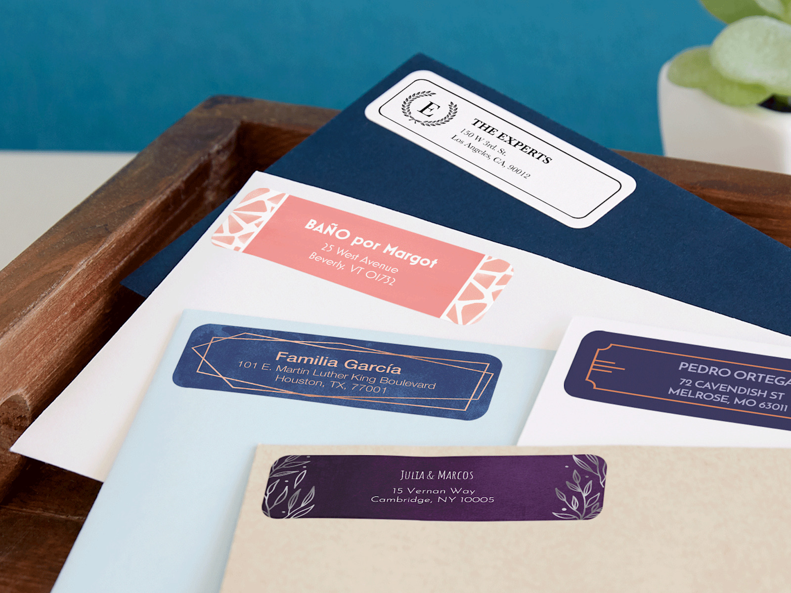 Etiquetas adhesivas personalizadas para dirección de devolución, juego de  240 elegantes etiquetas de correo personalizadas para sobres,  autoadhesivas