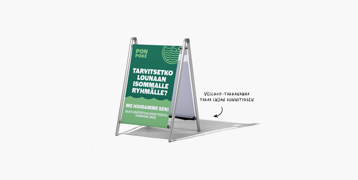 A-kyltti kankaasta sisäkäyttöön 2