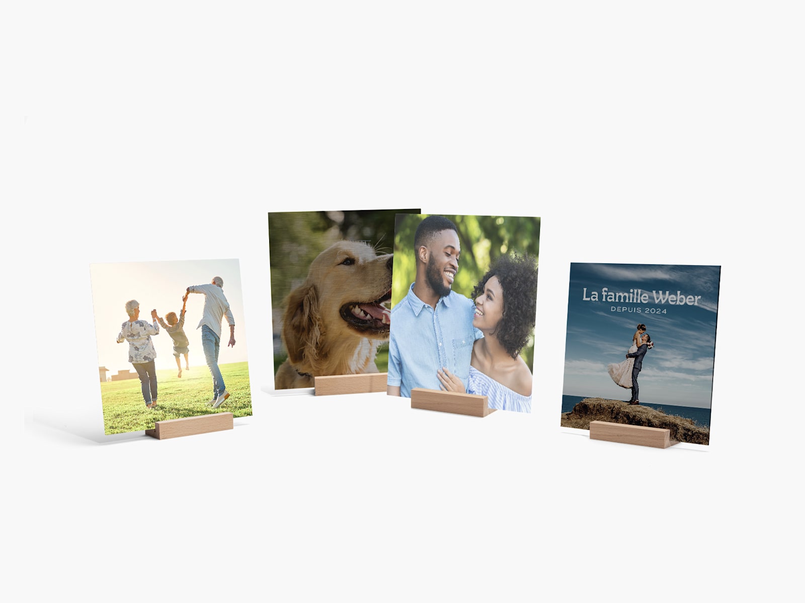Plusieurs plaques photo carrées, chacune représentant une image différente. 