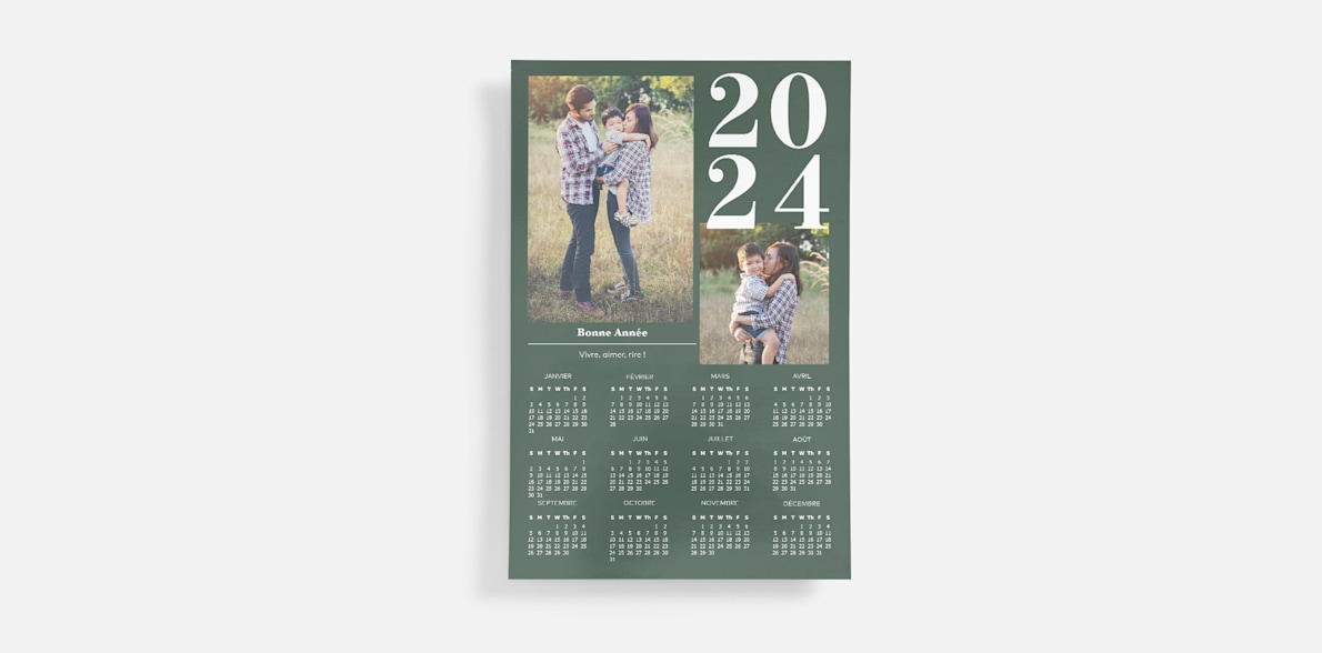 affiche calendrier avec photos de famille