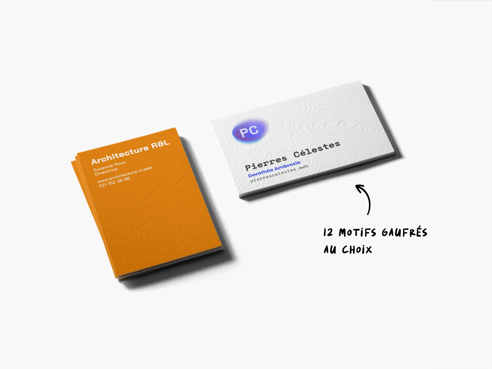 Cartes de visite avec gaufrage 3