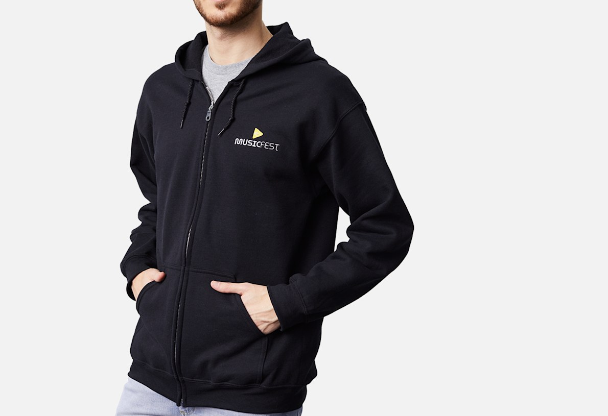 Sweat à capuche zippé avec logo brodé