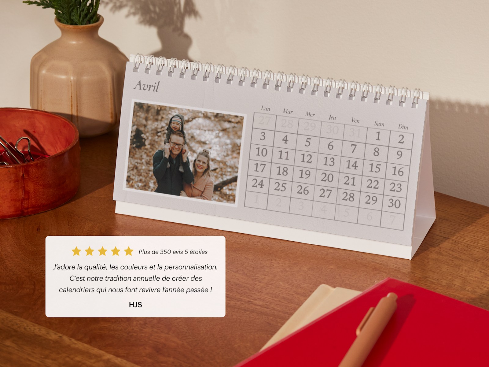 Calendrier de bureau personnalisable avec photos