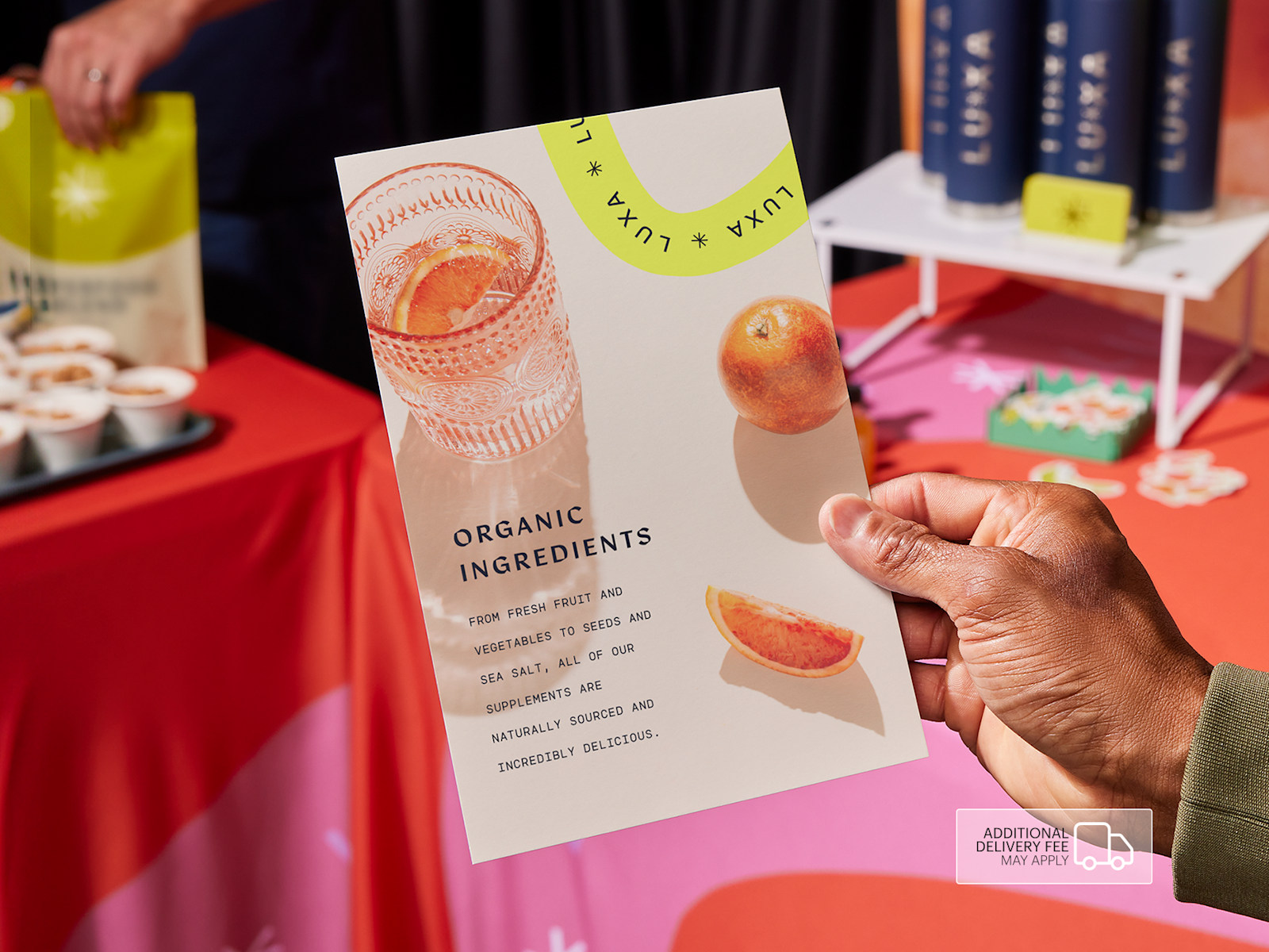 A flat flyer promoting a wellness brand, taken from a stall.