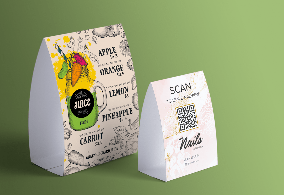 Tent Cards, Custom Table Tents VistaPrint NZ