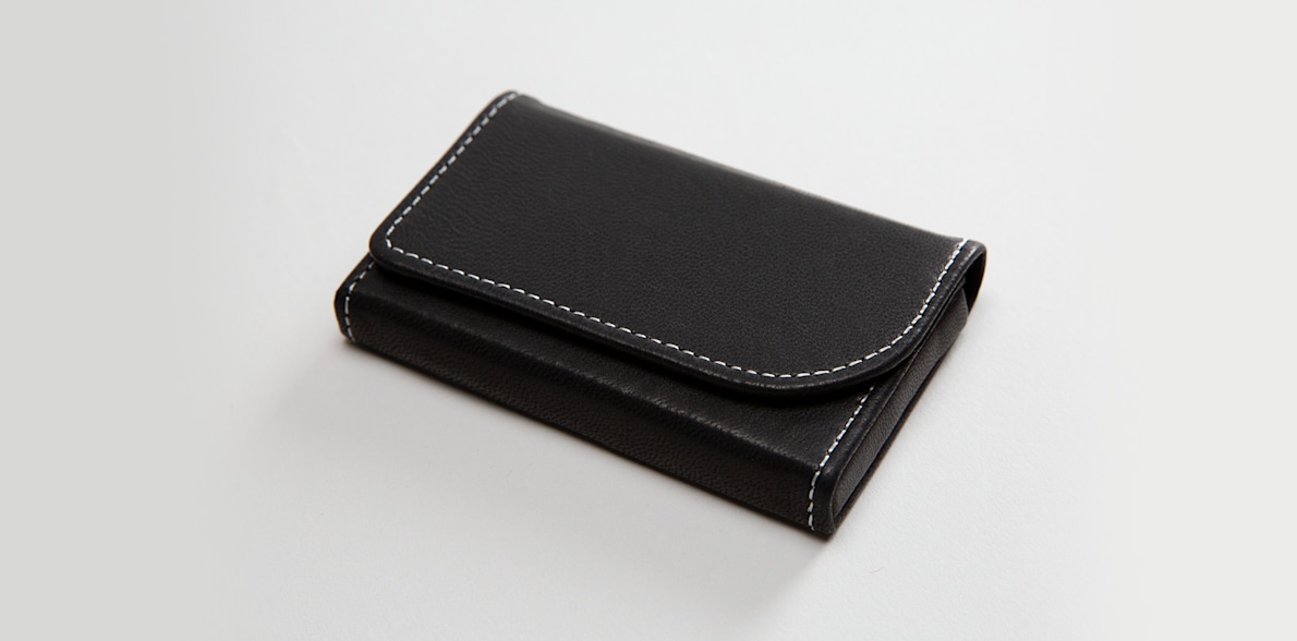 Black Leather Horizontal Business Card Holders 3