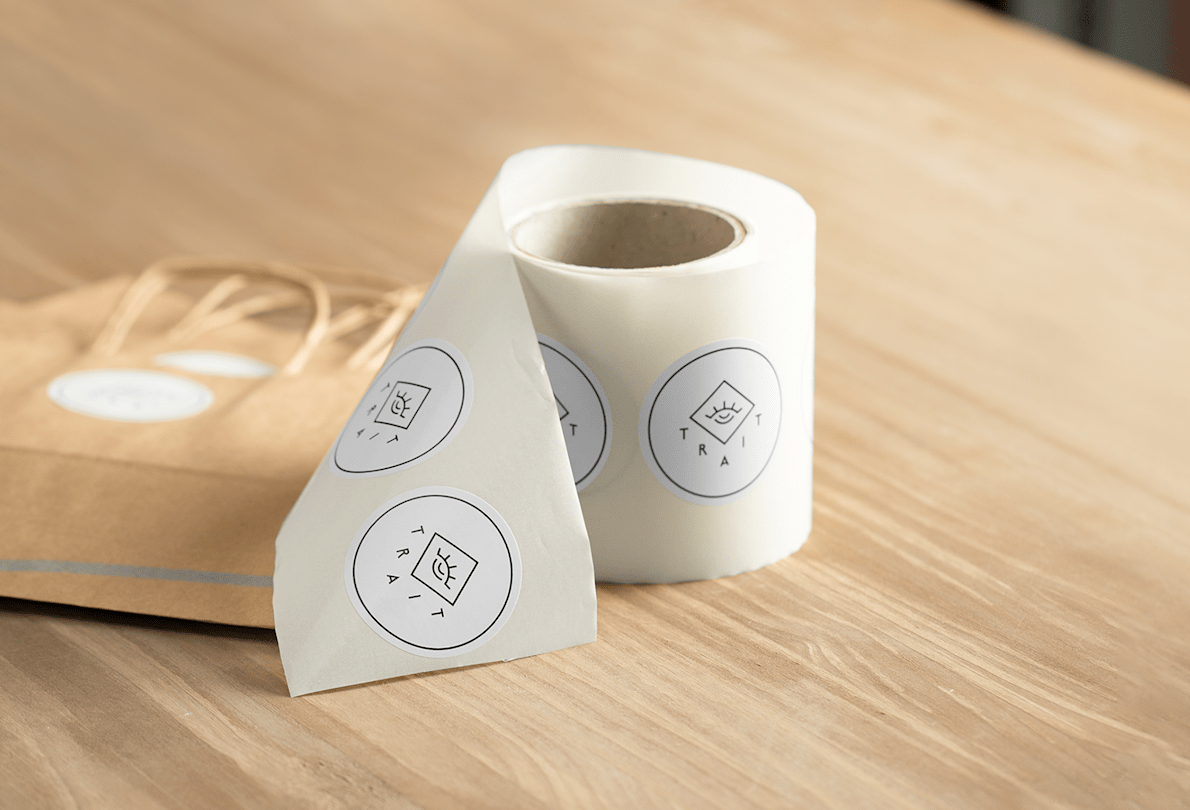 printed labels on a roll