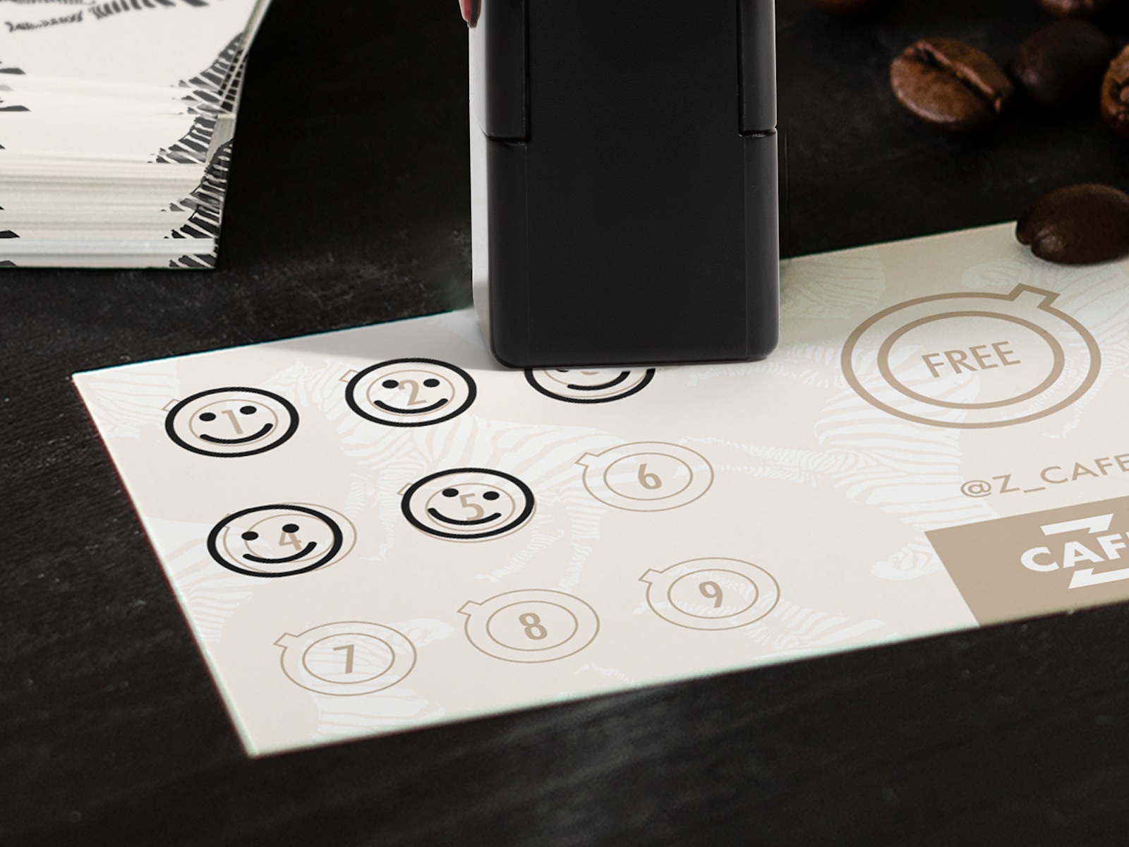 thumbnail image 2 of Custom Self-Inking Loyalty Card Stamp – 1/2” Image, 5 Ink Colors, 4 Mount Colors, 1000s Impressions, Logo/Text Options 2 of 11