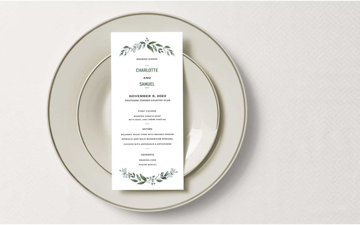 custom wedding menu